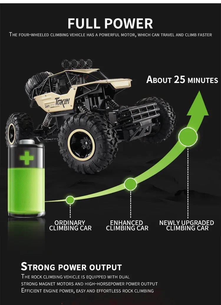 4WD 1:12/16 Scale All Terrain RC Car 20KM/H High Speed Electric Vehicle Remote Control Off-Road Truck LED HeadLight Gifts Adults