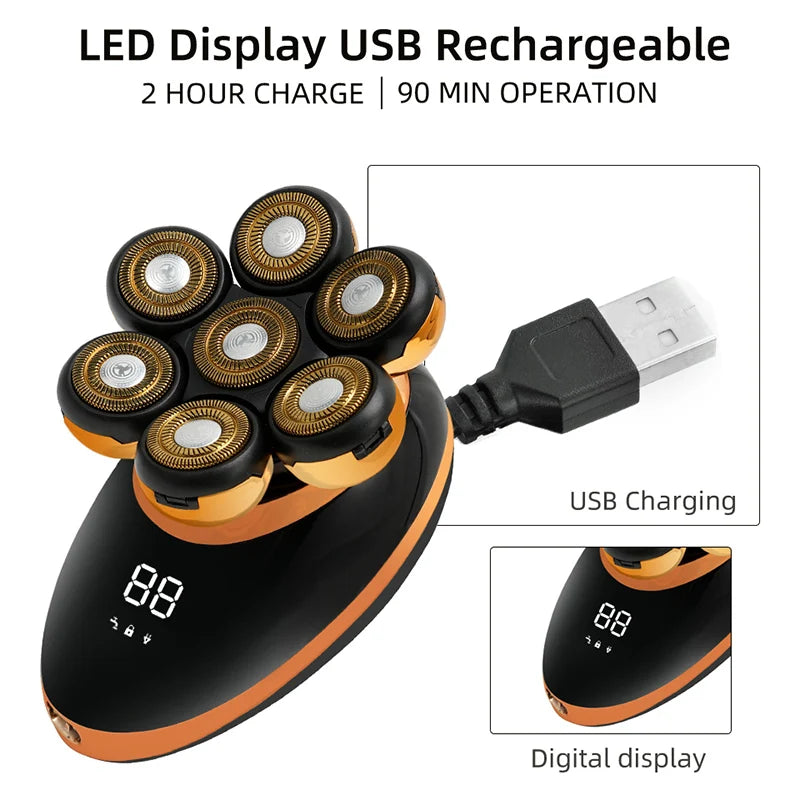 7D Men’s Electric Shaver – Wet & Dry Beard & Hair Trimmer