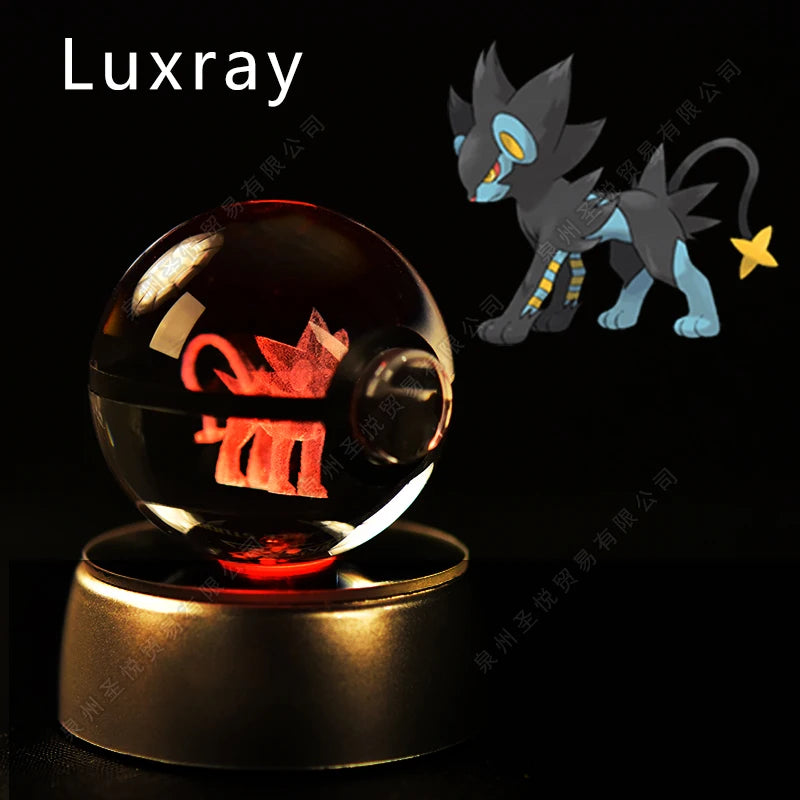 3D Pokémon Crystal Ball Lamp – Pikachu, Gengar & Mewtwo Night Light