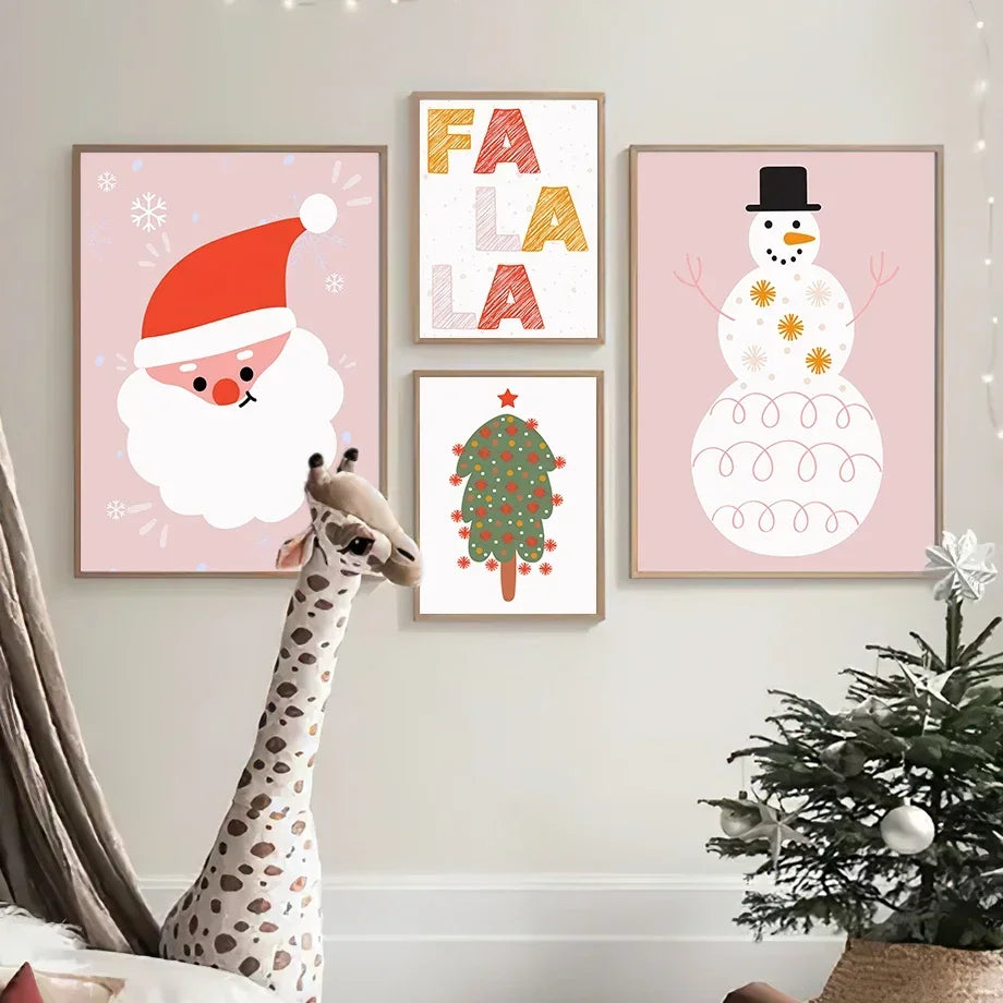 Nordic Christmas Wall Art – Santa & Tree Canvas Prints