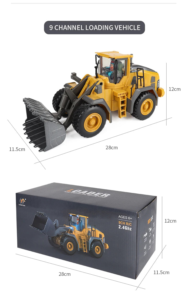 ZWN 2.4G Remote Control Excavator Dump Truck RC Model Car Toy Professional Alloy Plastic Simulation Construction Vehicle for Kid