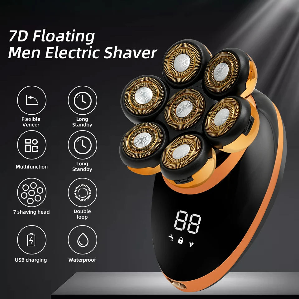 7D Men’s Electric Shaver – Wet & Dry Beard & Hair Trimmer
