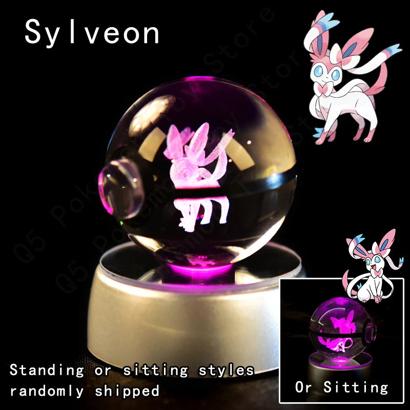 3D Pokémon Crystal Ball Lamp – Pikachu, Gengar & Mewtwo Night Light