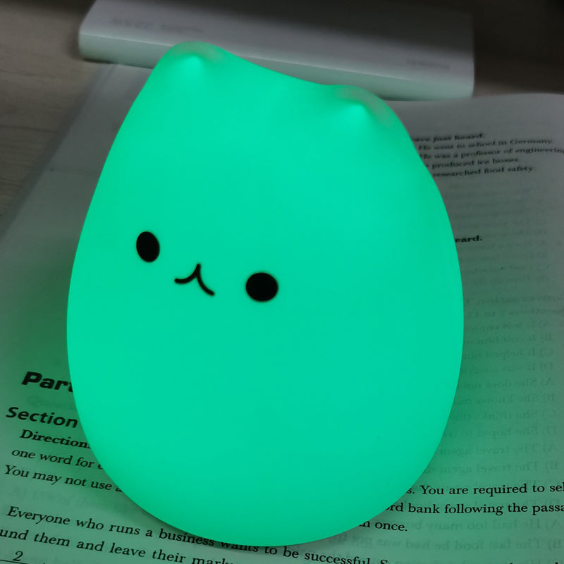 Mini Cat Night Lamp – 7-Color Touch LED Bedside Light
