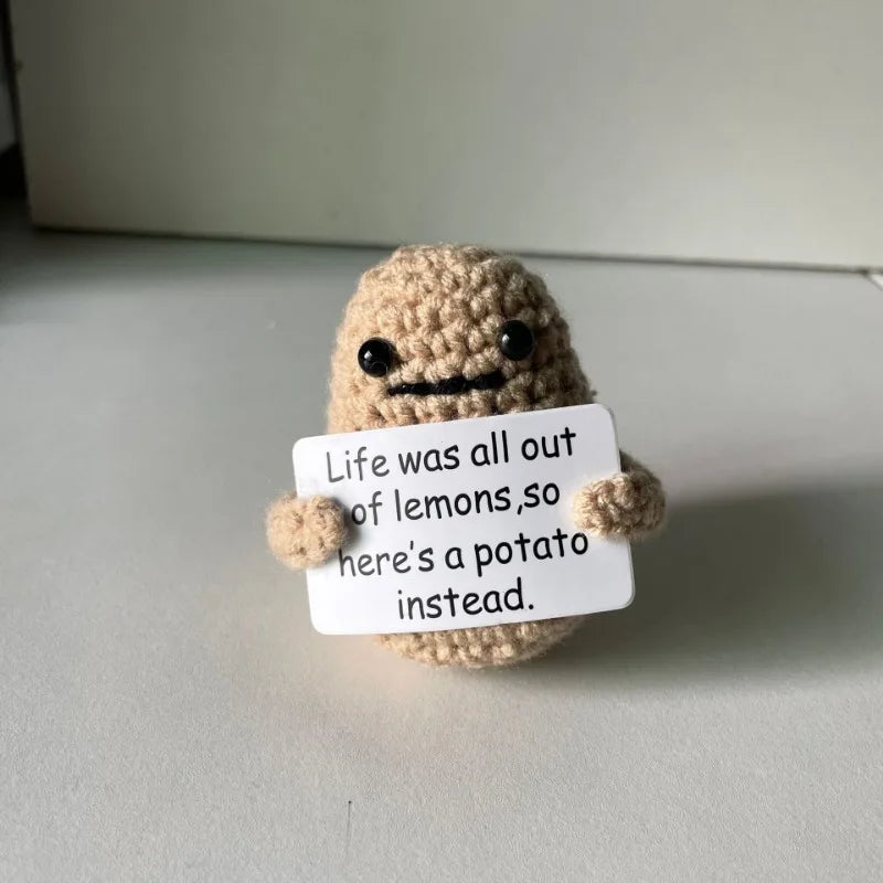 Positive Energy Potato Hug Plush – Mini Handmade Wool Doll