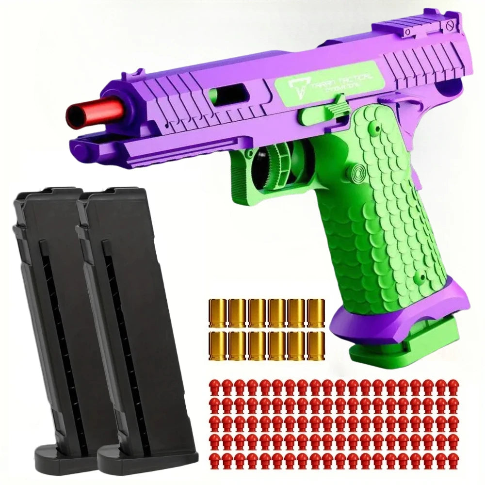 2011/M92 Tactical Shell Ejceting Toy Gun Continuous Firing EVA Soft Bullet Outdoor CS Shooting Pistol Children's Birthday Gift