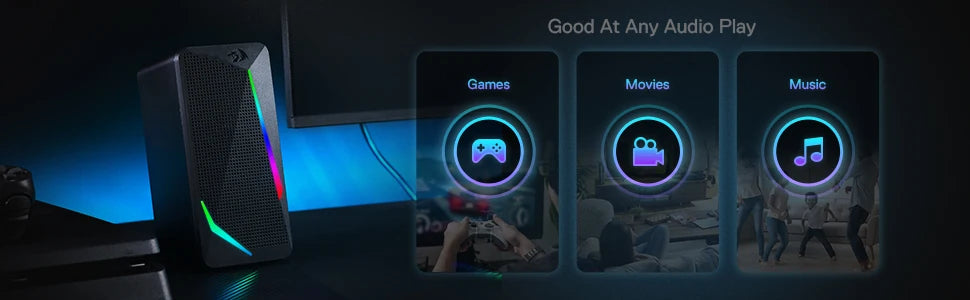 Redragon GS510 Waltz RGB Desktop Speakers, 2.0 Channel PC Computer Stereo Speaker with 4 Colorful LED Backlight Modes, Enhanced