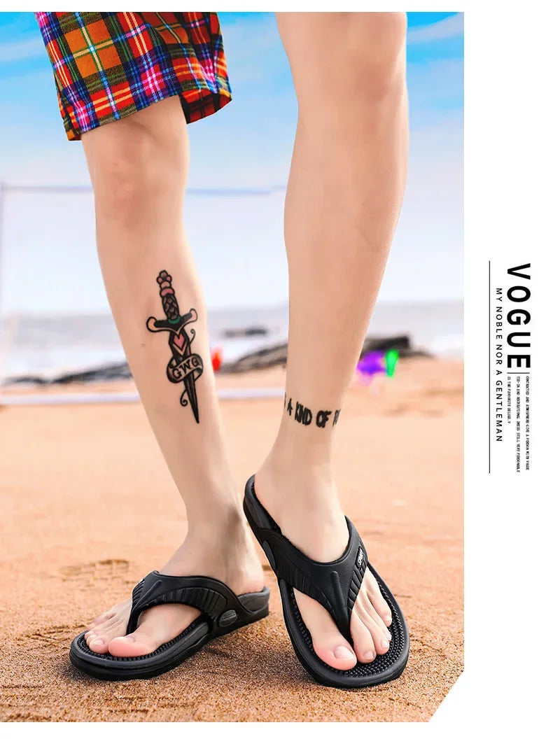 Men Massage Flip Flops EVA Slippers Summer Breathable Beach Shoes Sandals Men Flip Flops Breathable Plus Big Size Men Slipper 46