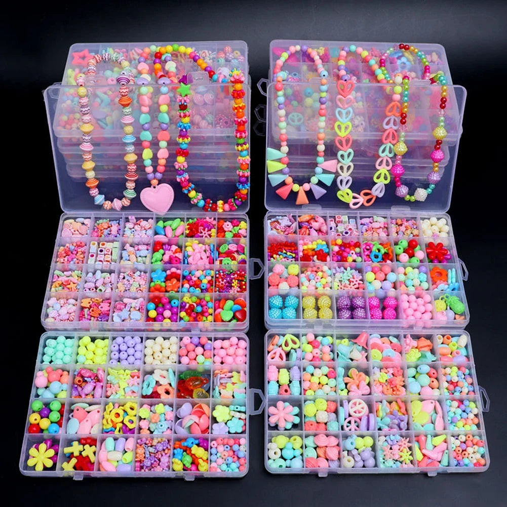 500PCS DIY Beaded Jewelry Kit – Spacer Beads Craft Set for Girls