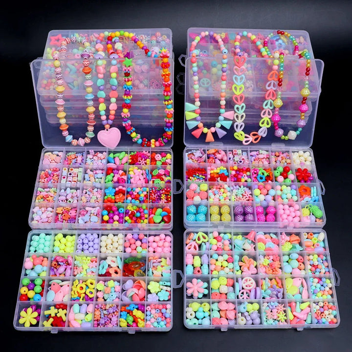 500PCS DIY Beaded Jewelry Kit – Spacer Beads Craft Set for Girls