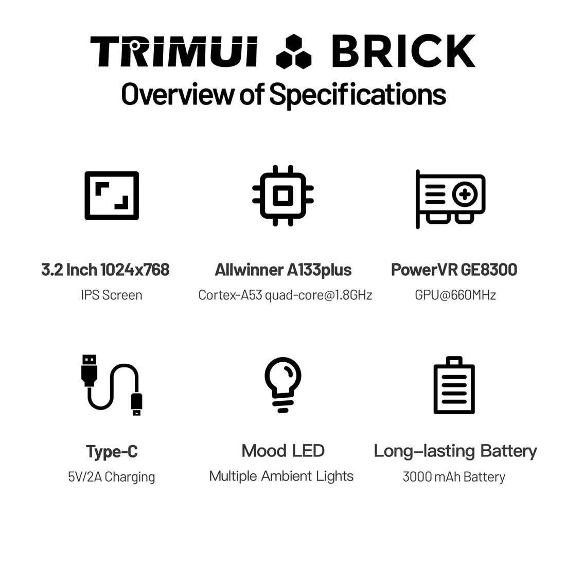 Trimui Brick Retro Handheld Console – 3.2" IPS, 1TB Expandable