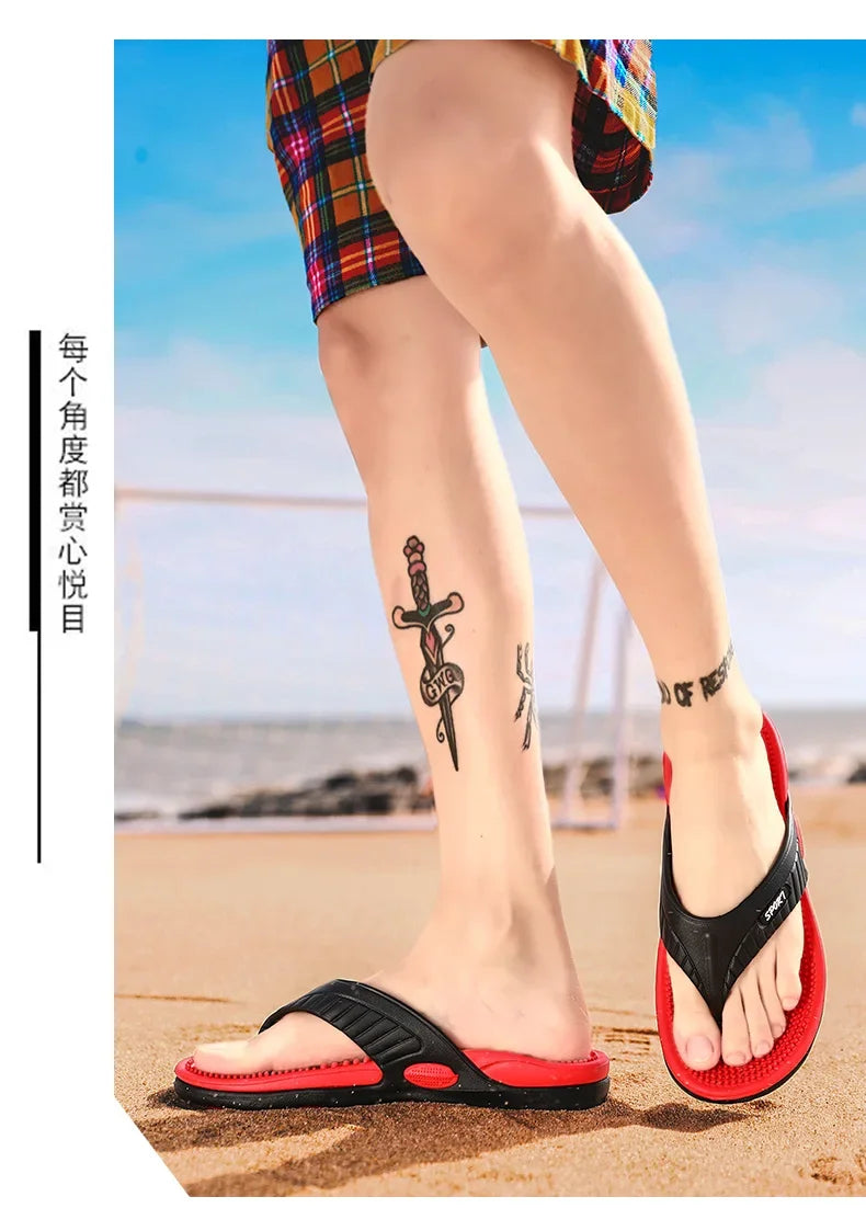 Men Massage Flip Flops EVA Slippers Summer Breathable Beach Shoes Sandals Men Flip Flops Breathable Plus Big Size Men Slipper 46