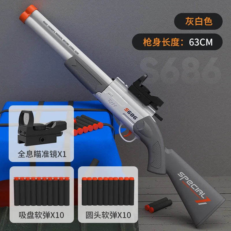 S686 Double-Barrel Airsoft Launcher – Dual Soft-Bullet Toy Rifle