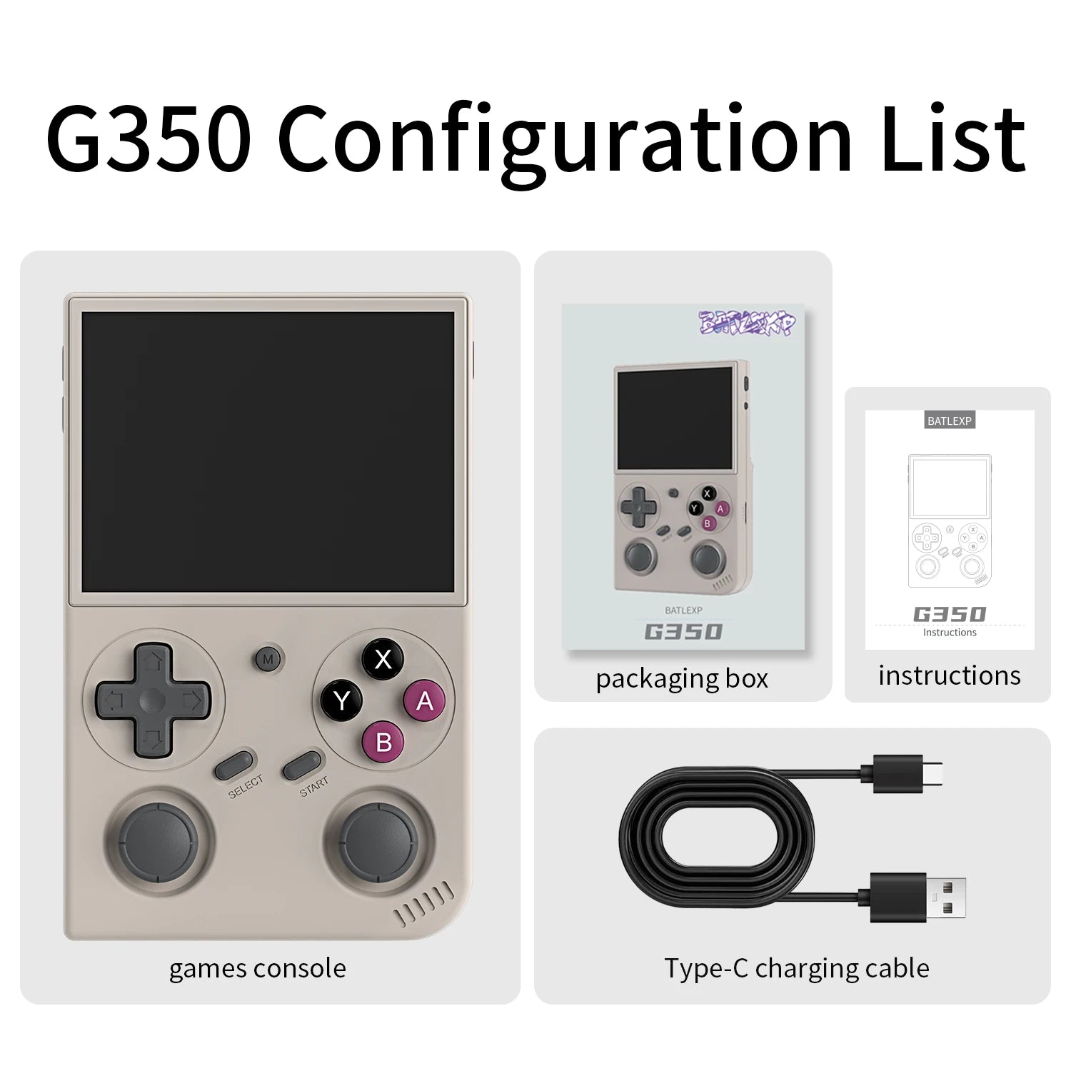 BATLEXP G350 Handheld Console – 3.5" IPS, Dual Joystick, Vibration