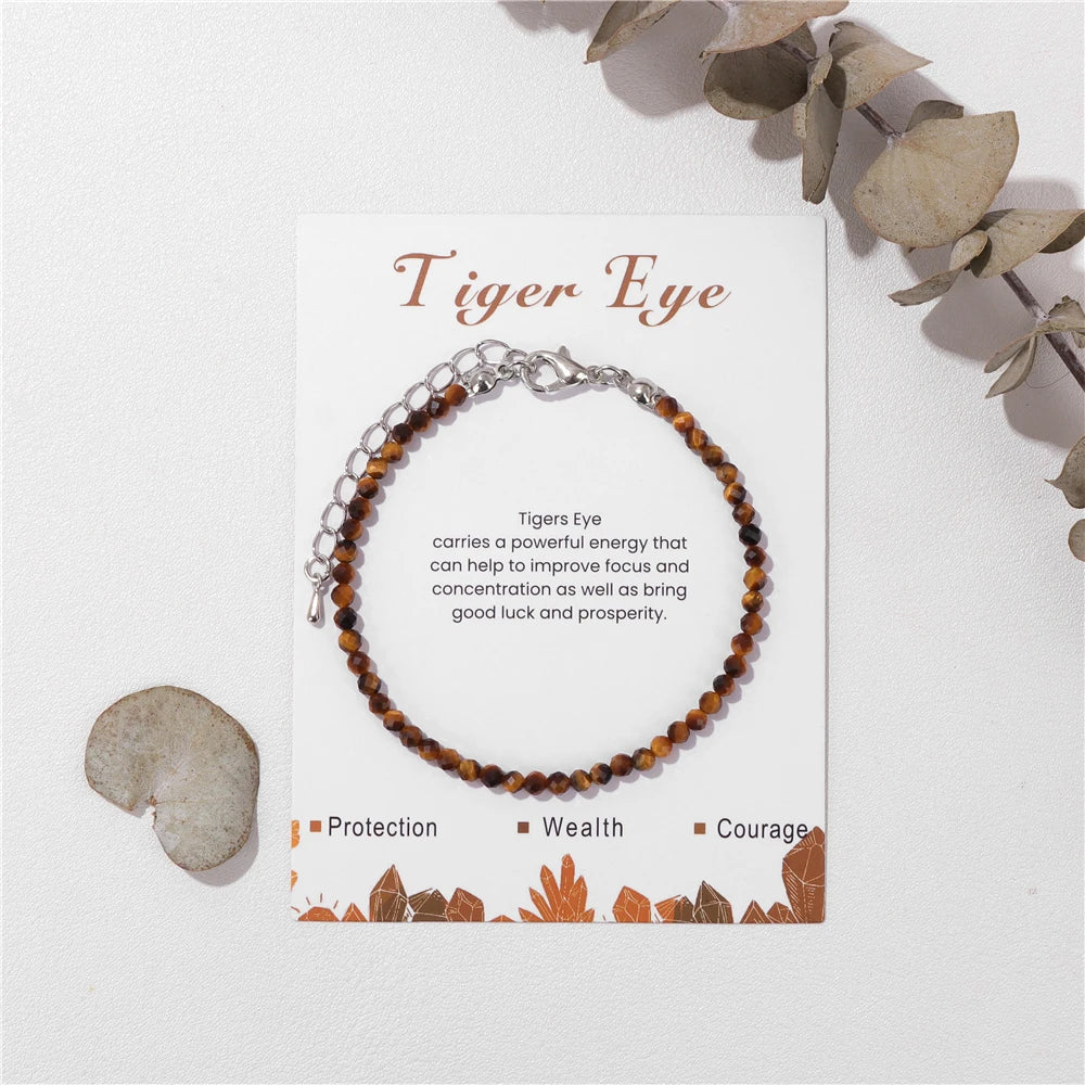 3mm Natural Faceted Stone Bracelet – Amethyst & Quartz Reiki Jewelry