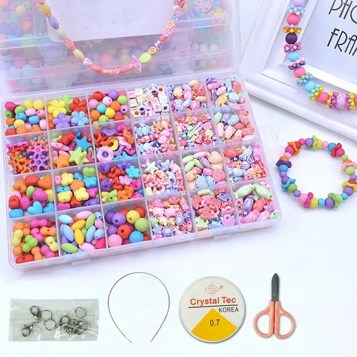 DIY Beaded Jewelry Set – 24 Grid Spacer Beads Kit for Girls