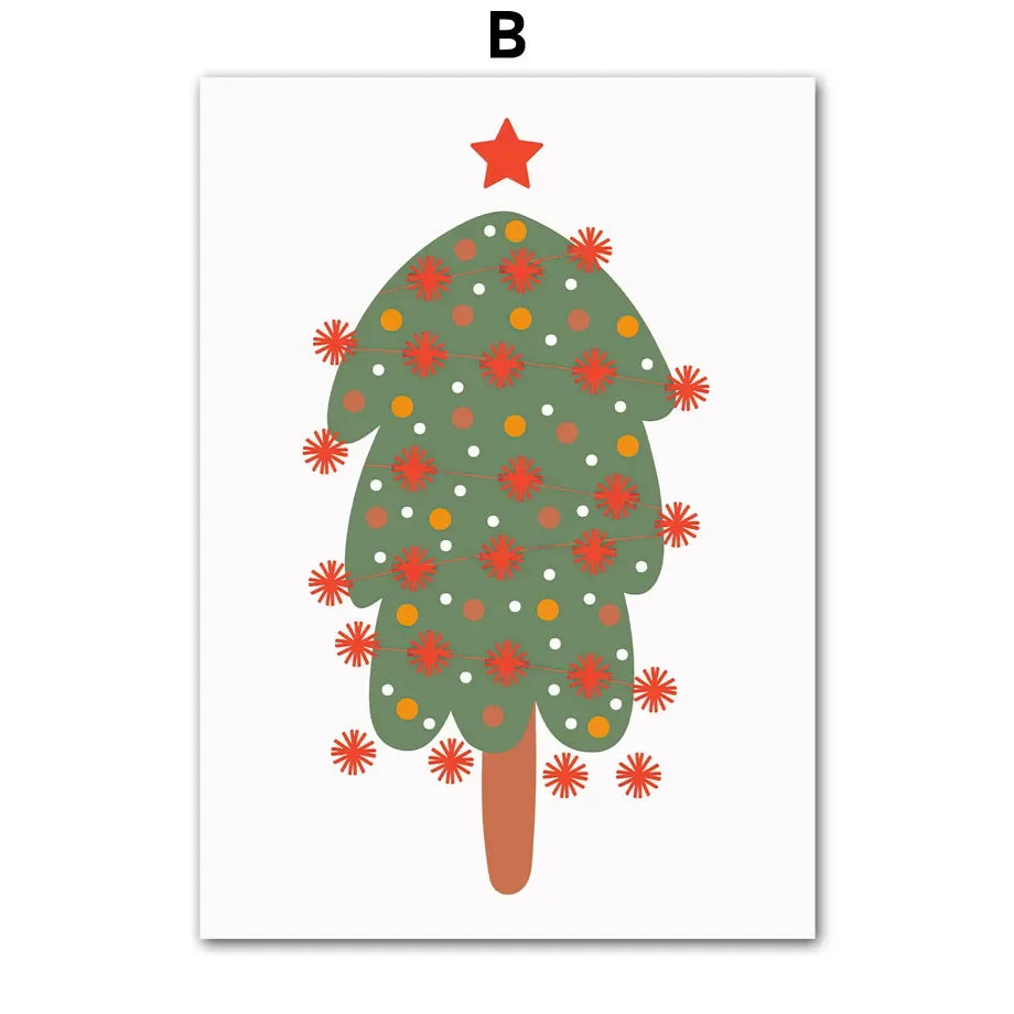 Nordic Christmas Wall Art – Santa & Tree Canvas Prints