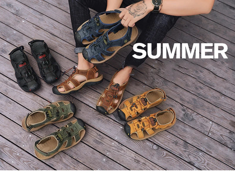 Men’s Breathable Roman Sandals – Casual Outdoor Slip-On Beach Shoes
