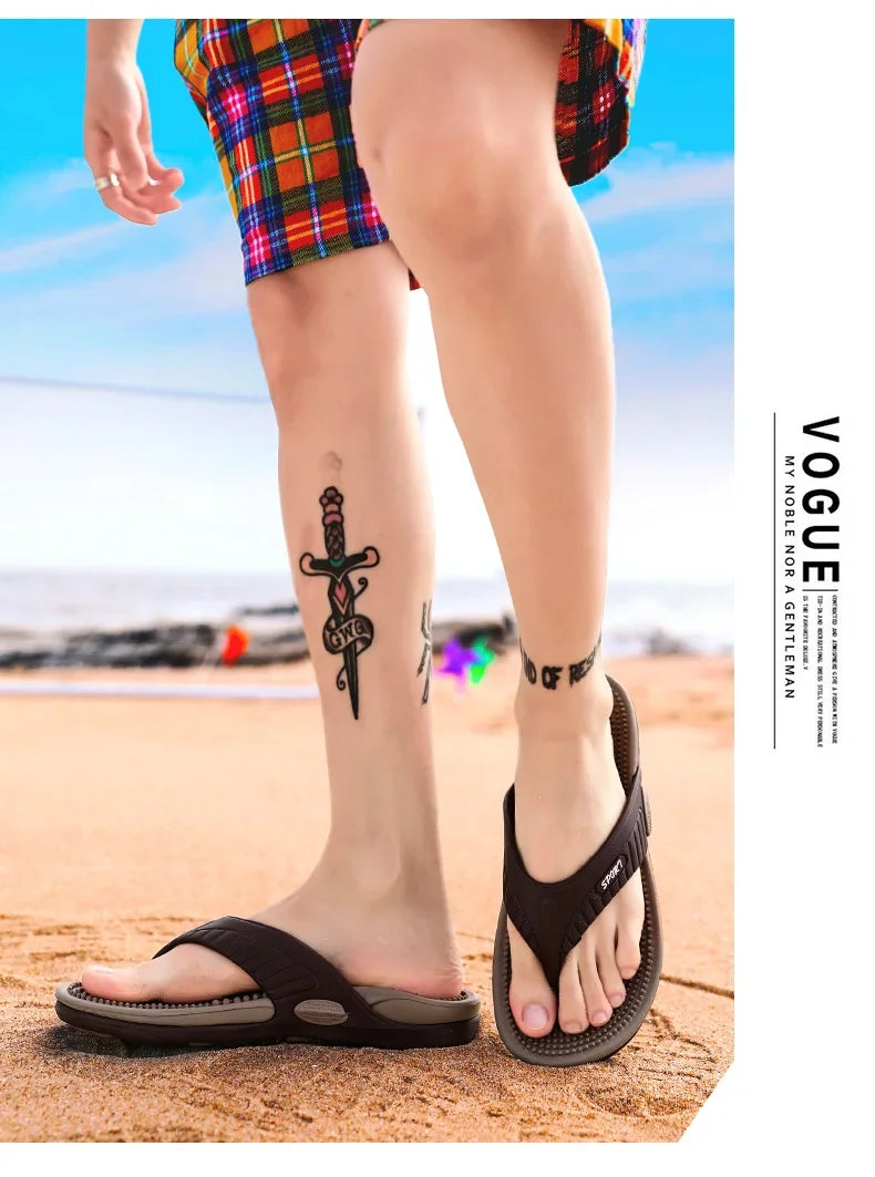 Men Massage Flip Flops EVA Slippers Summer Breathable Beach Shoes Sandals Men Flip Flops Breathable Plus Big Size Men Slipper 46