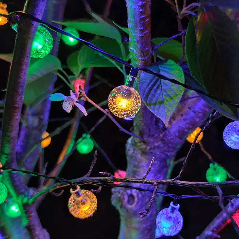 Solar Bubble Ball String Lights – Waterproof Outdoor Christmas Lamp
