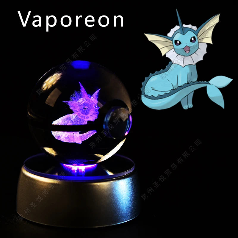 3D Pokémon Crystal Ball Lamp – Pikachu, Gengar & Mewtwo Night Light