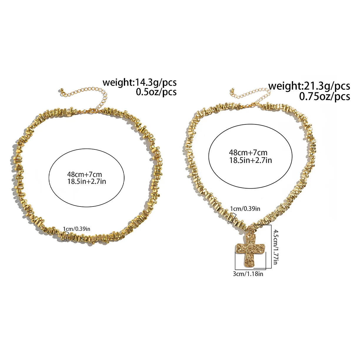 Ingemark 2PC Irregular CCB Bead Chain – Goth Cross Pendant Choker