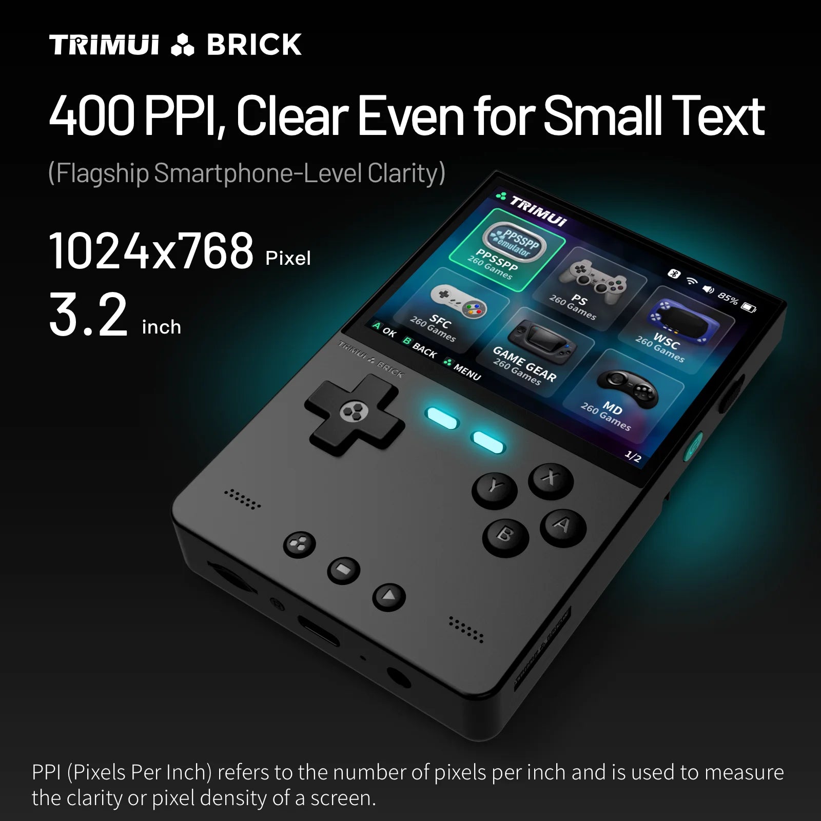 Trimui Brick Retro Handheld Console – 3.2" IPS, 1TB Expandable