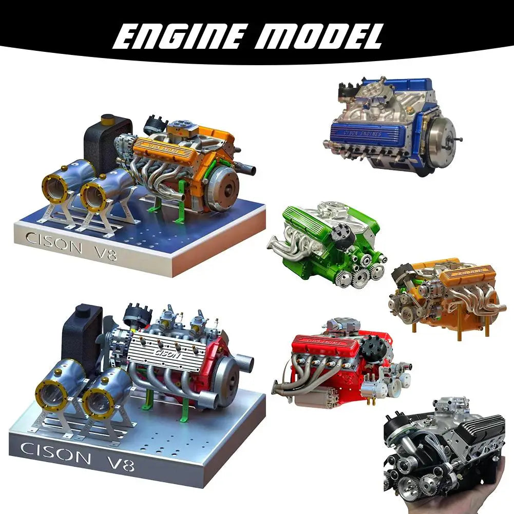 Home Decor V8 Engine Model Gasoline Gasoline Small-Block Engine Model Kits Model Engine Figurine Sculpture Craft For Desk Booksh