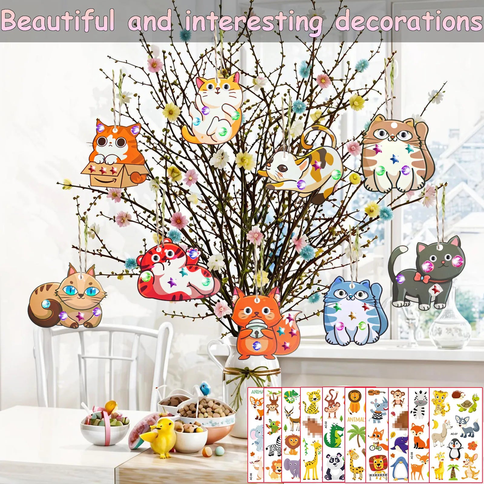 290PCS Wooden Cat Painting Kit – DIY Handcraft & Decoration Set
