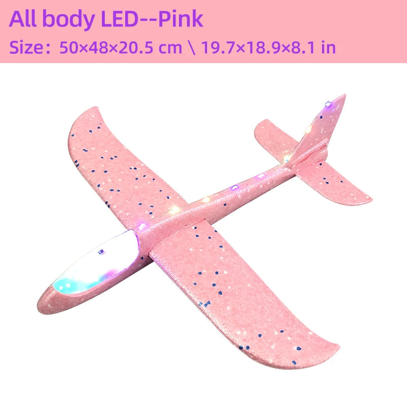 33/50CM Big Flash Glider Foam Plane Hand Throw Light Inertial AirPlane Outdoor Launch Fun of Kids Toys for Children Boys Gift
