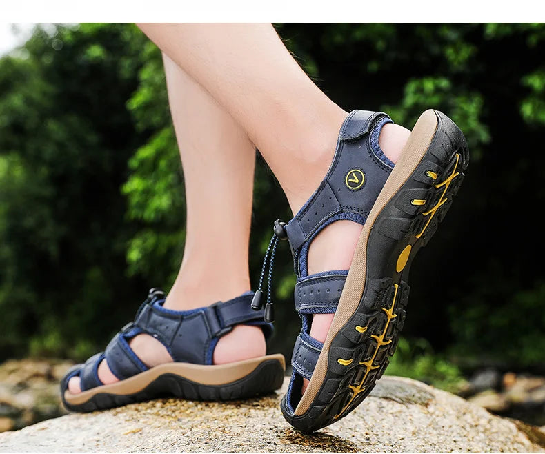 Men’s Breathable Roman Sandals – Casual Outdoor Slip-On Beach Shoes
