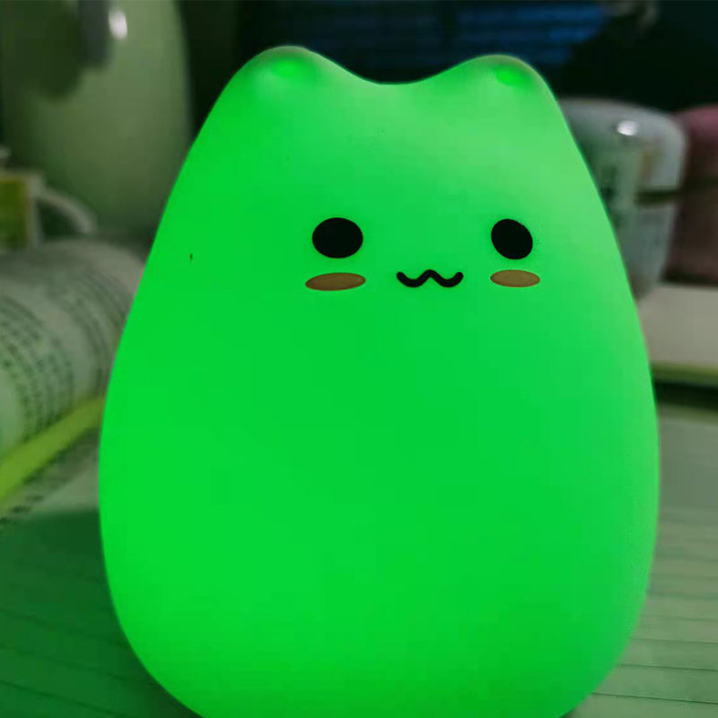 Mini Cat Night Lamp – 7-Color Touch LED Bedside Light