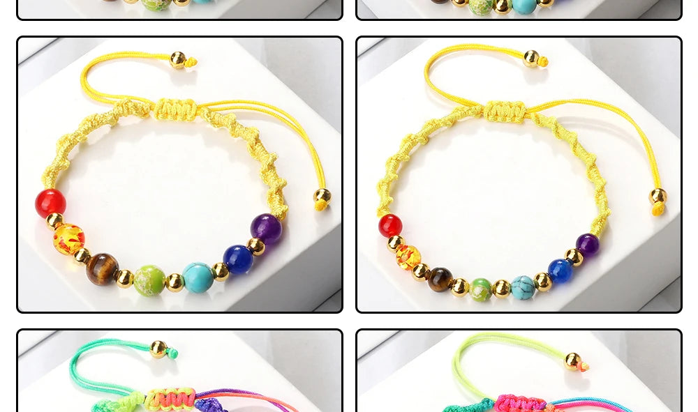 Reiki 7 Chakra Bracelet – Natural Stone Yoga Healing Jewelry
