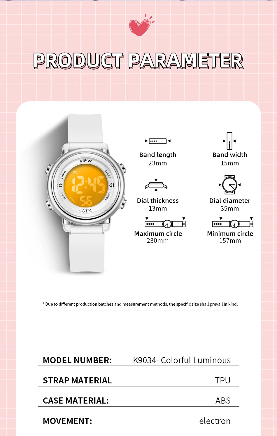 Waterproof Alarm Student Watches Boys Girls Lady Sport Watch Colorful Led Digital Wristwatches