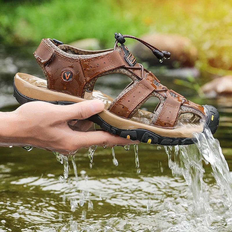 Men’s Breathable Roman Sandals – Casual Outdoor Slip-On Beach Shoes