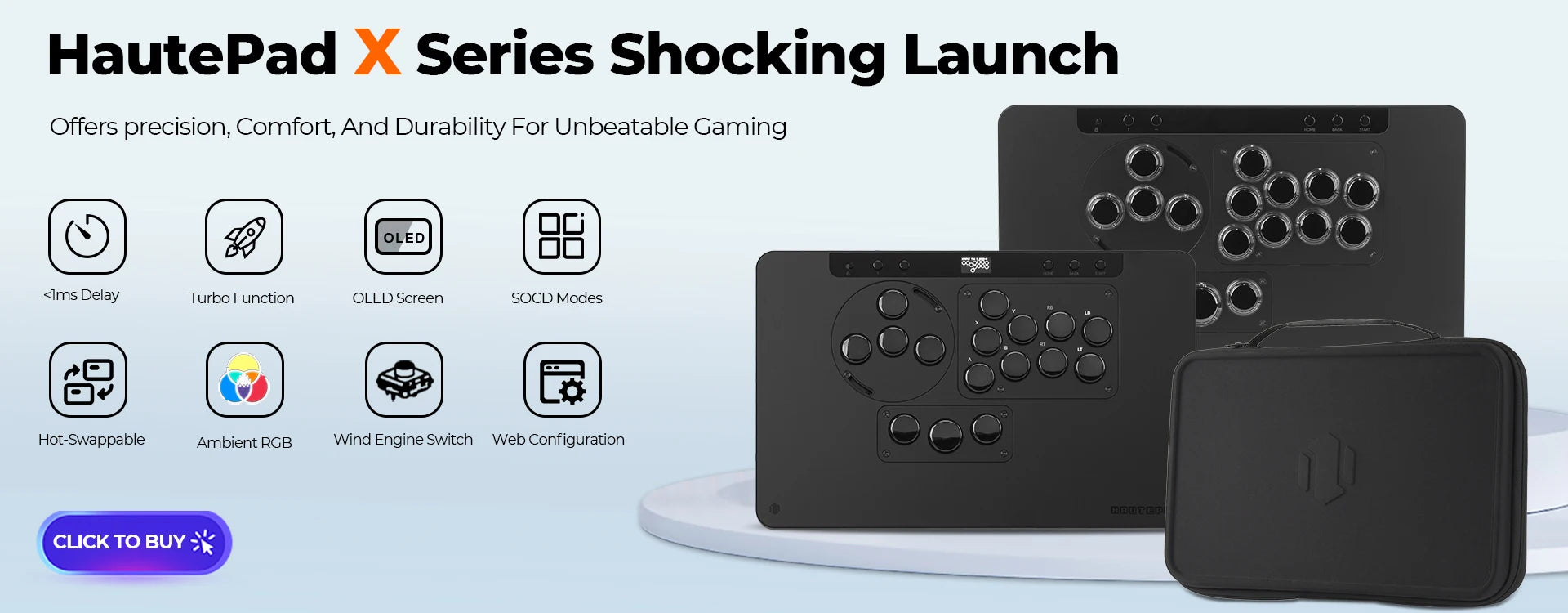 Haute42 HautePad X Leverless Fightstick – RGB Hitbox Controller