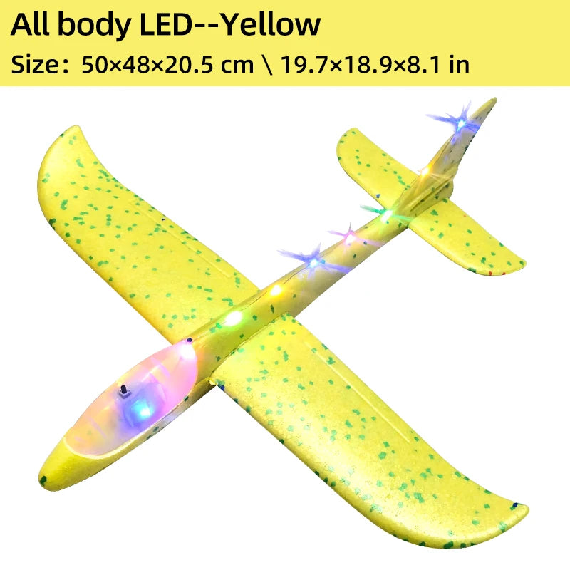 33/50CM Big Flash Glider Foam Plane Hand Throw Light Inertial AirPlane Outdoor Launch Fun of Kids Toys for Children Boys Gift