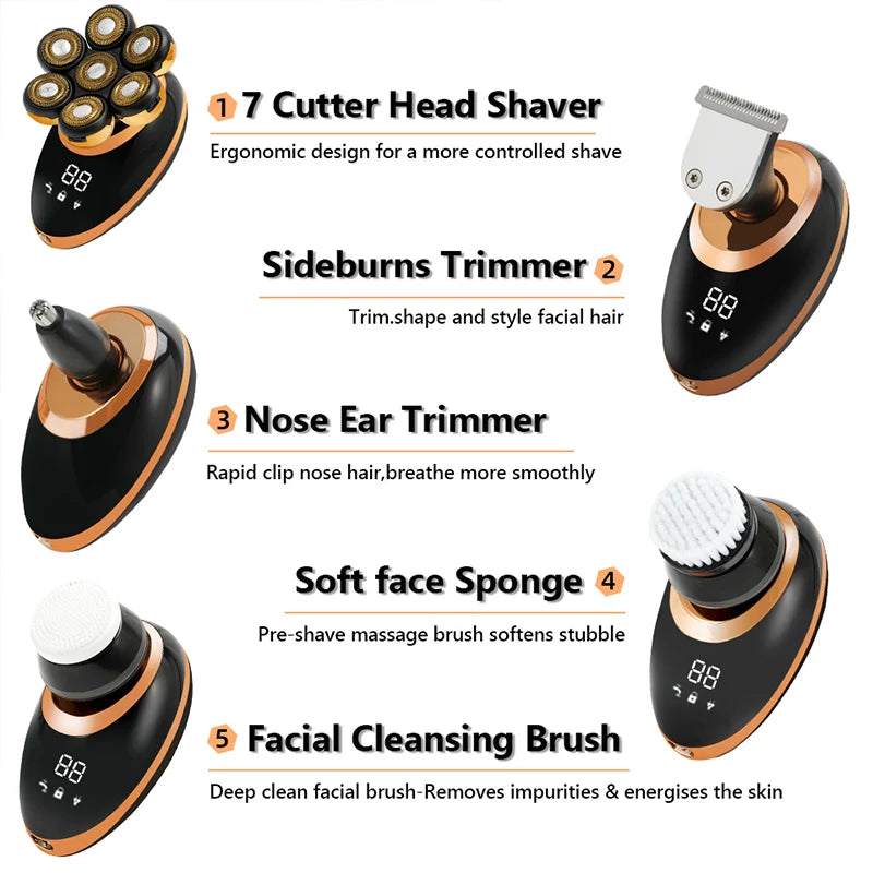 7D Men’s Electric Shaver – Wet & Dry Beard & Hair Trimmer