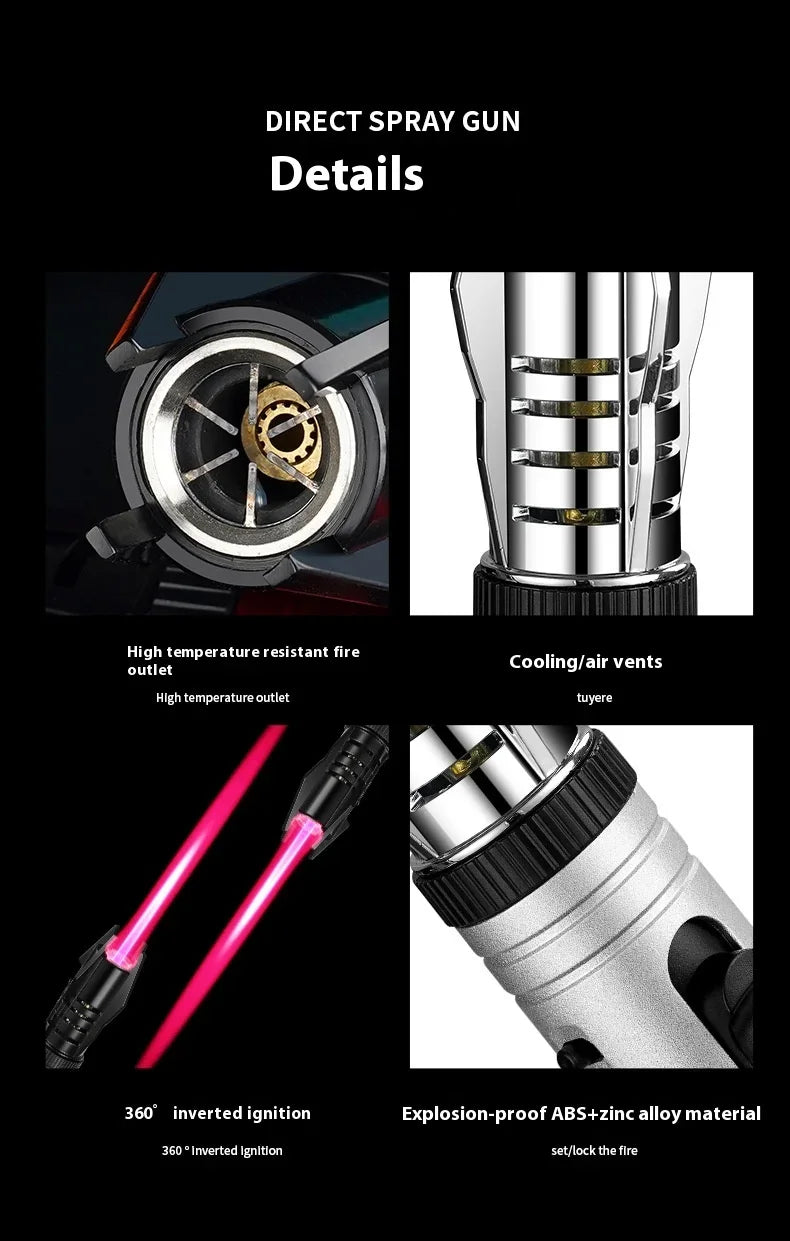 Gas Lighter Kitchen Cooking Powerful Metal Windproof Torch Flame Jet Barbecue Smoking Accessories Cigar Lighters Men's Gift