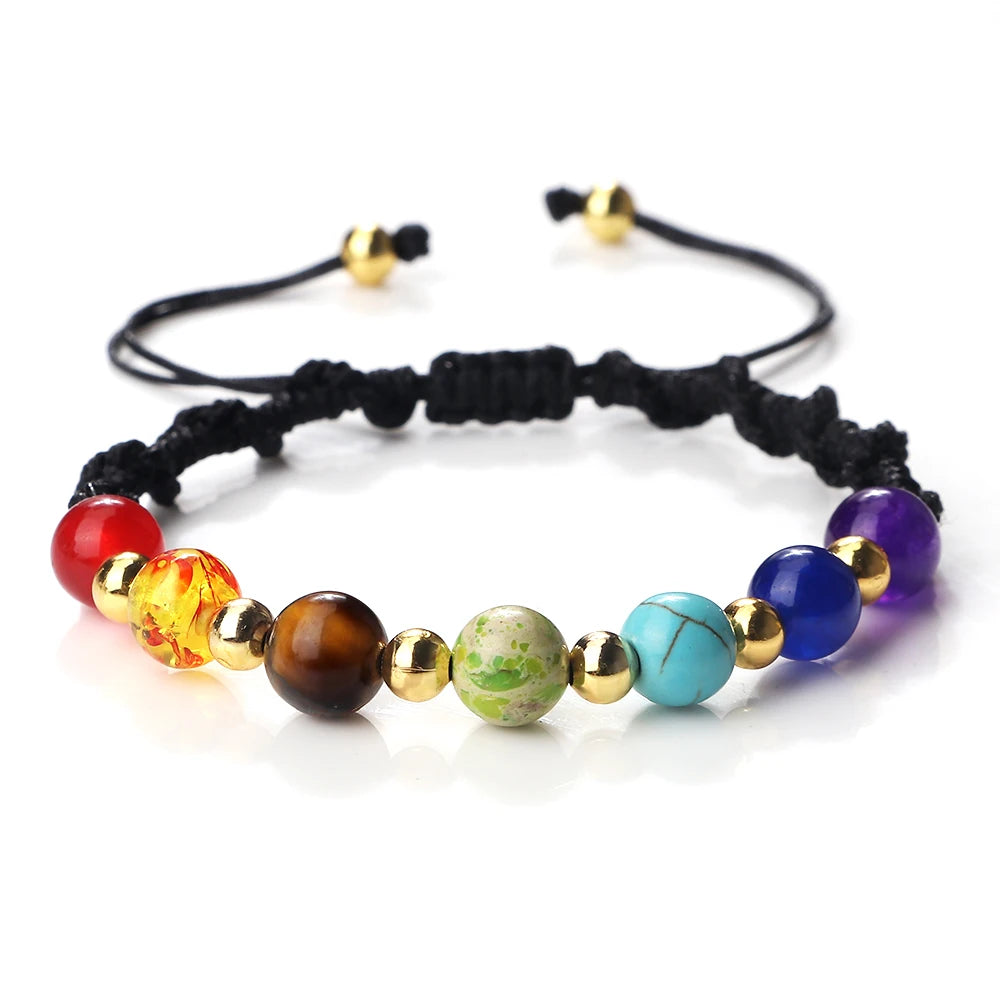 Reiki 7 Chakra Bracelet – Natural Stone Yoga Healing Jewelry