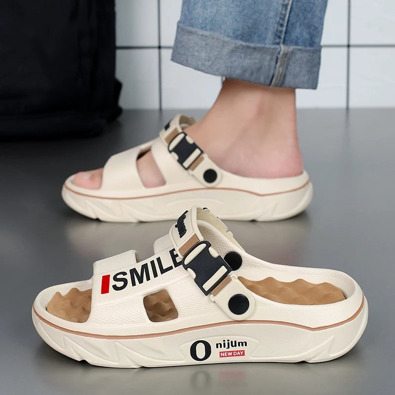 2025 New Men's Massage Slippers Indoor Outdoor Sandals Beach Comfortable Soft Slides Clogs Casual Shoes Men Women Home Slippers