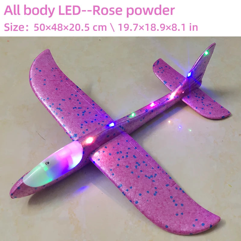 33/50CM Big Flash Glider Foam Plane Hand Throw Light Inertial AirPlane Outdoor Launch Fun of Kids Toys for Children Boys Gift