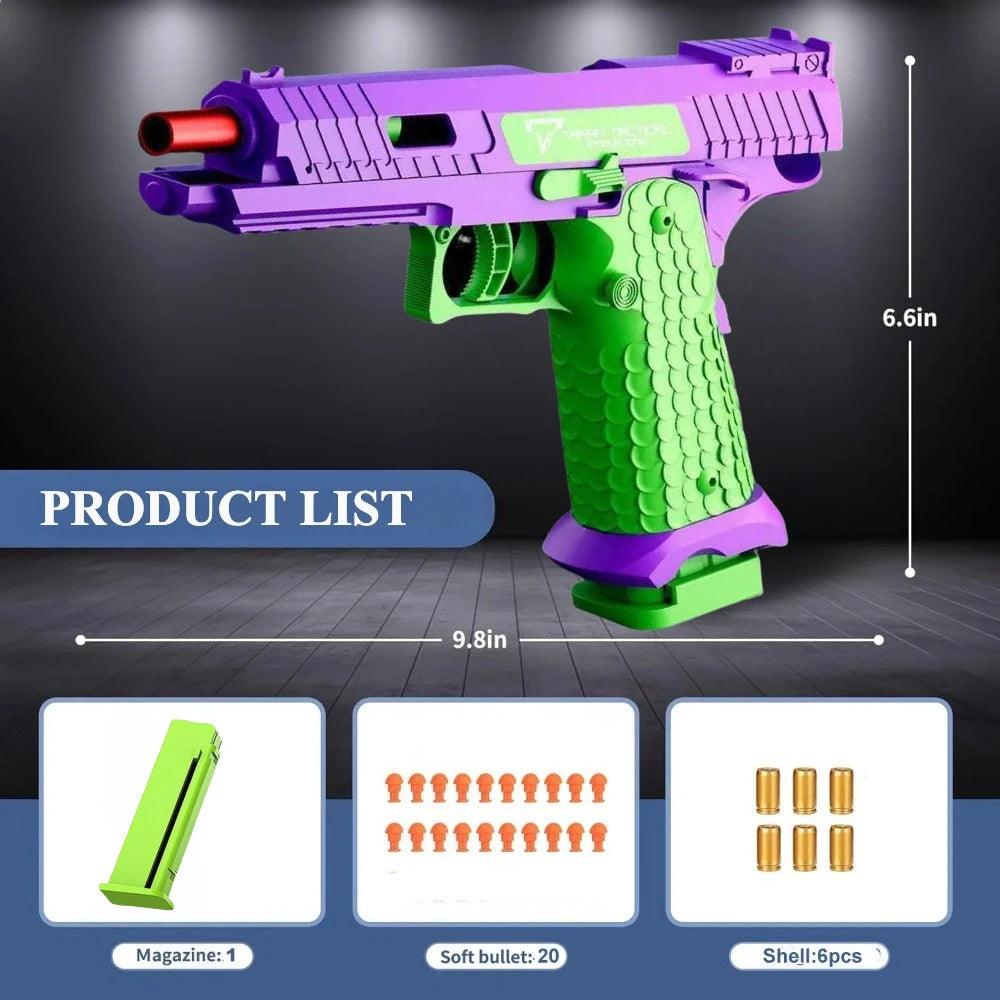 2011/M92 Tactical Shell Ejceting Toy Gun Continuous Firing EVA Soft Bullet Outdoor CS Shooting Pistol Children's Birthday Gift