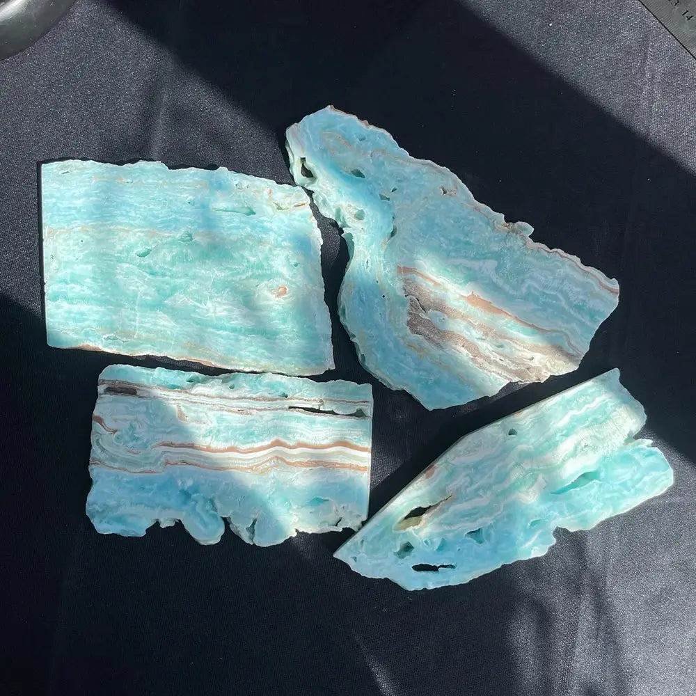 Natural Blue Hemimorphite Crystal Slice – Polished Healing Stone Slab for Home & Energy Decor