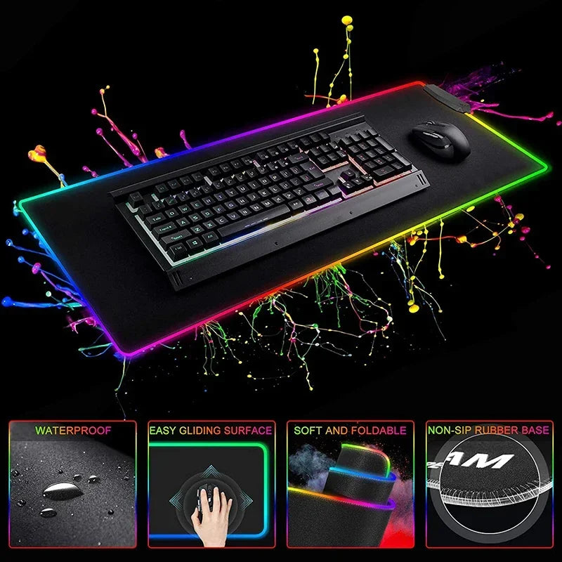 YUki Aim Gamer Keyboard Base With Backlight RGB LED Office Accessory Games Computers Diy Gaming Computer Desk Table Mouse Pad XL
