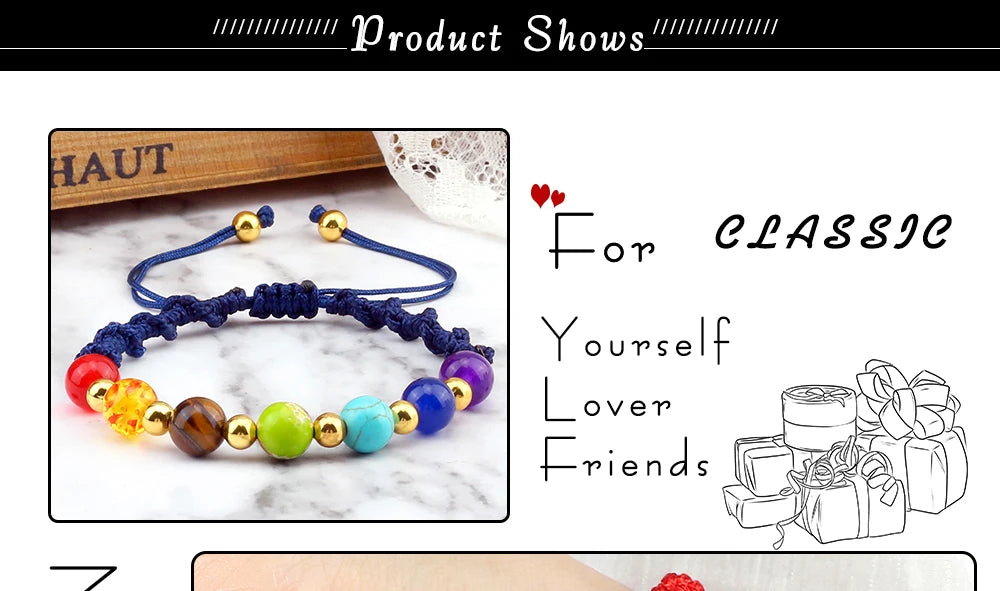 Reiki 7 Chakra Bracelet – Natural Stone Yoga Healing Jewelry