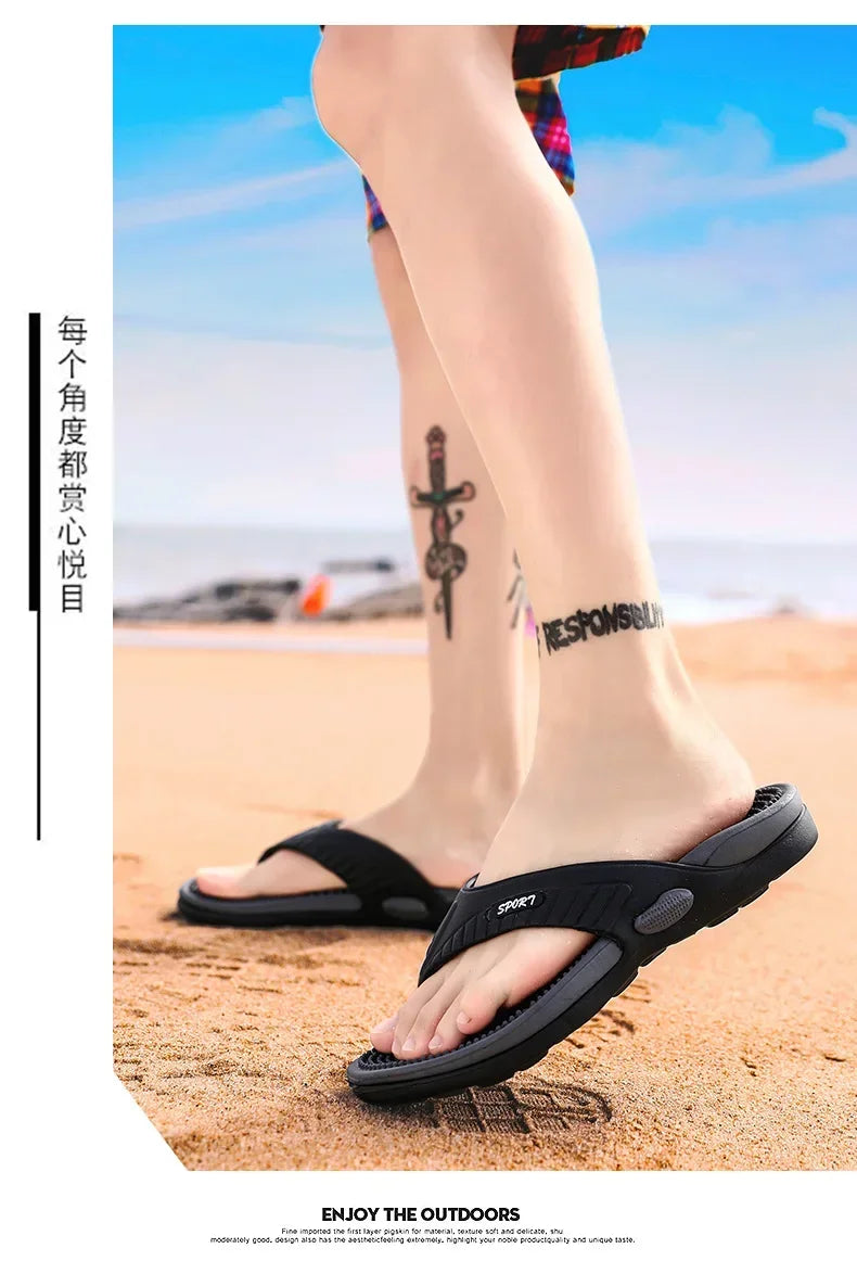 Men Massage Flip Flops EVA Slippers Summer Breathable Beach Shoes Sandals Men Flip Flops Breathable Plus Big Size Men Slipper 46
