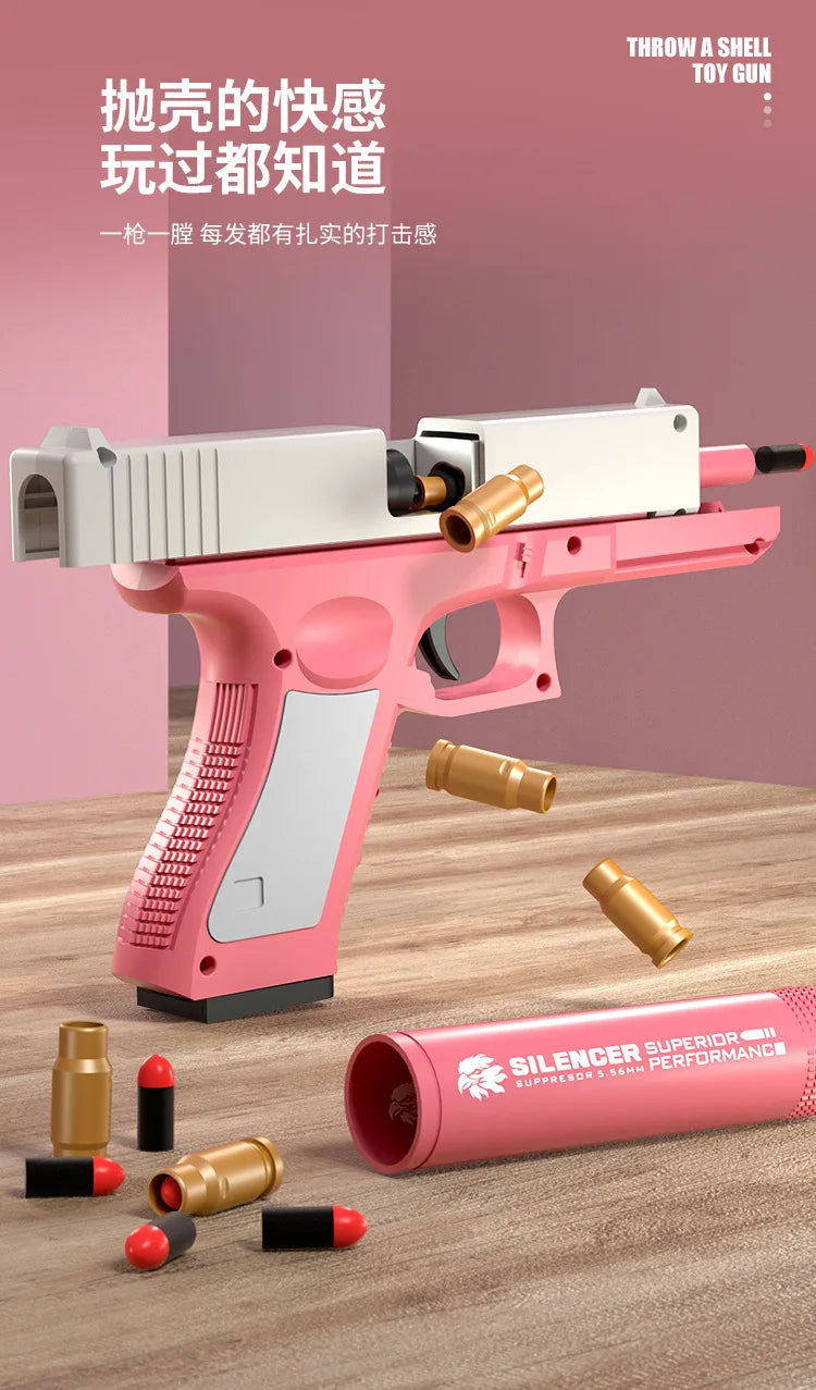 Soft Bullet Toy Gun for 6+ Kids Outdoor Combat Weapon Eat Chicken Toys with Silencer Foam Ejection Toy Gun Toy For Boys Girls