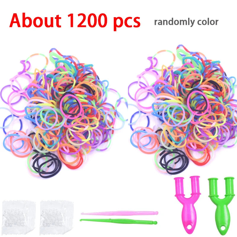 Colorful Loom Bands Bracelet Kit – 600–1500PCS DIY Craft Set