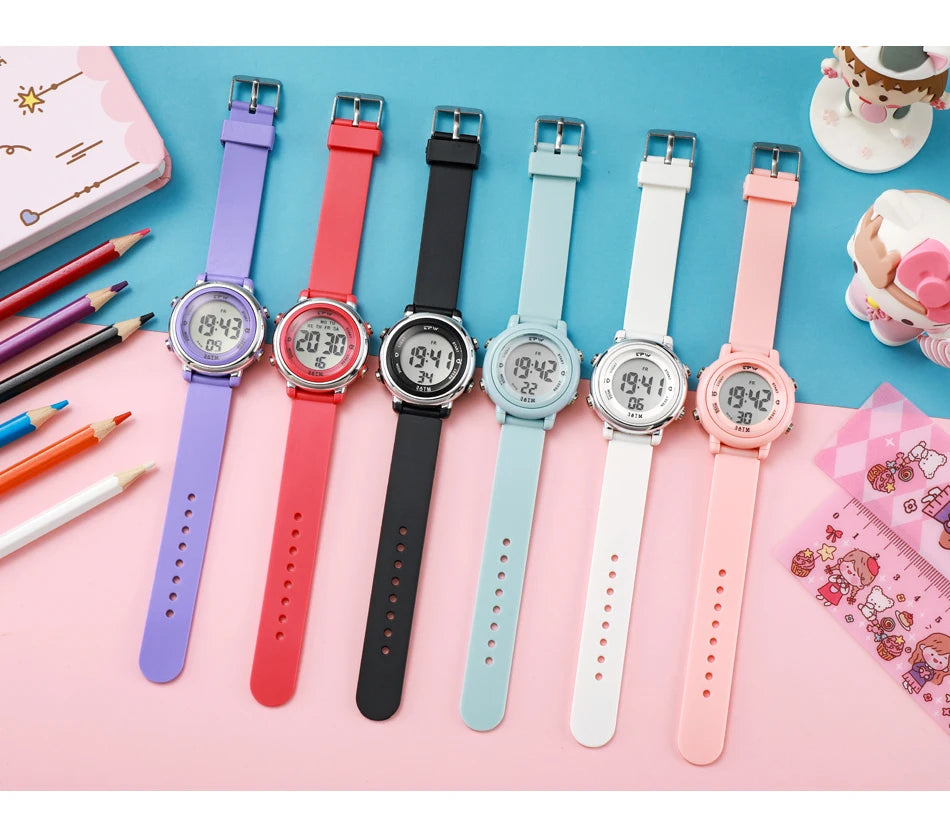 Waterproof Alarm Student Watches Boys Girls Lady Sport Watch Colorful Led Digital Wristwatches